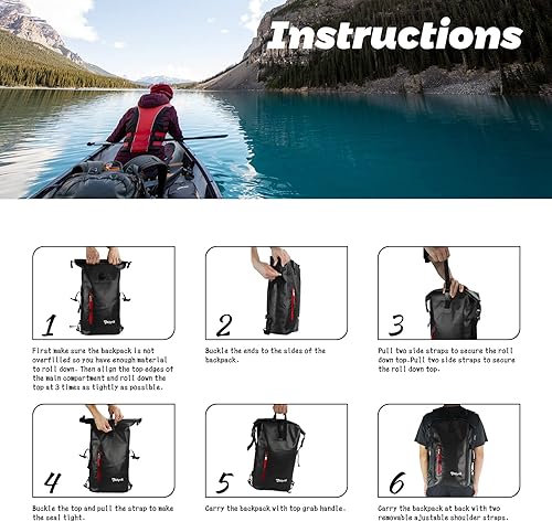 Miniatura 5 de Mochila impermeable flotante de PVC con cierre superior de 25 litros para kayak, navegación, surf, campamento, senderismo, 25L, Almacenamiento
