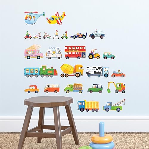 Miniatura 2 de DECOWALL DS-8015 The Transports - Calcomanías de pared para niños, calcomanías de pared extraíbles para niños, guardería, dormitorio, sala de estar