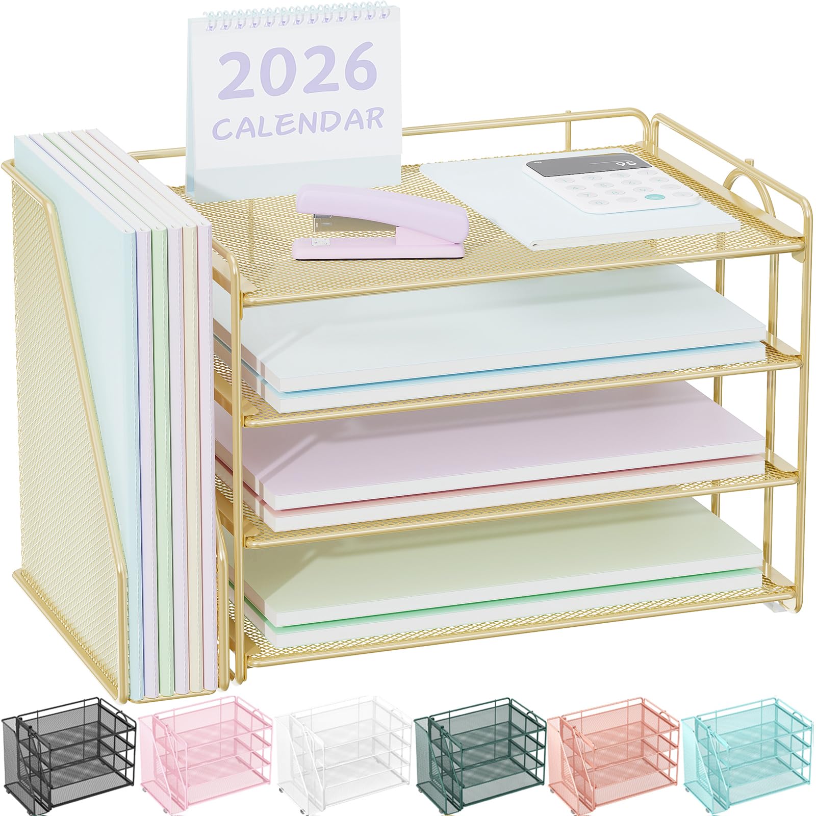 Spacrea Desk Organizers and Accessories, Paper Organizer for Desk with File organizer, Desk Accessories & Workspace Organizers for Office Supplies (