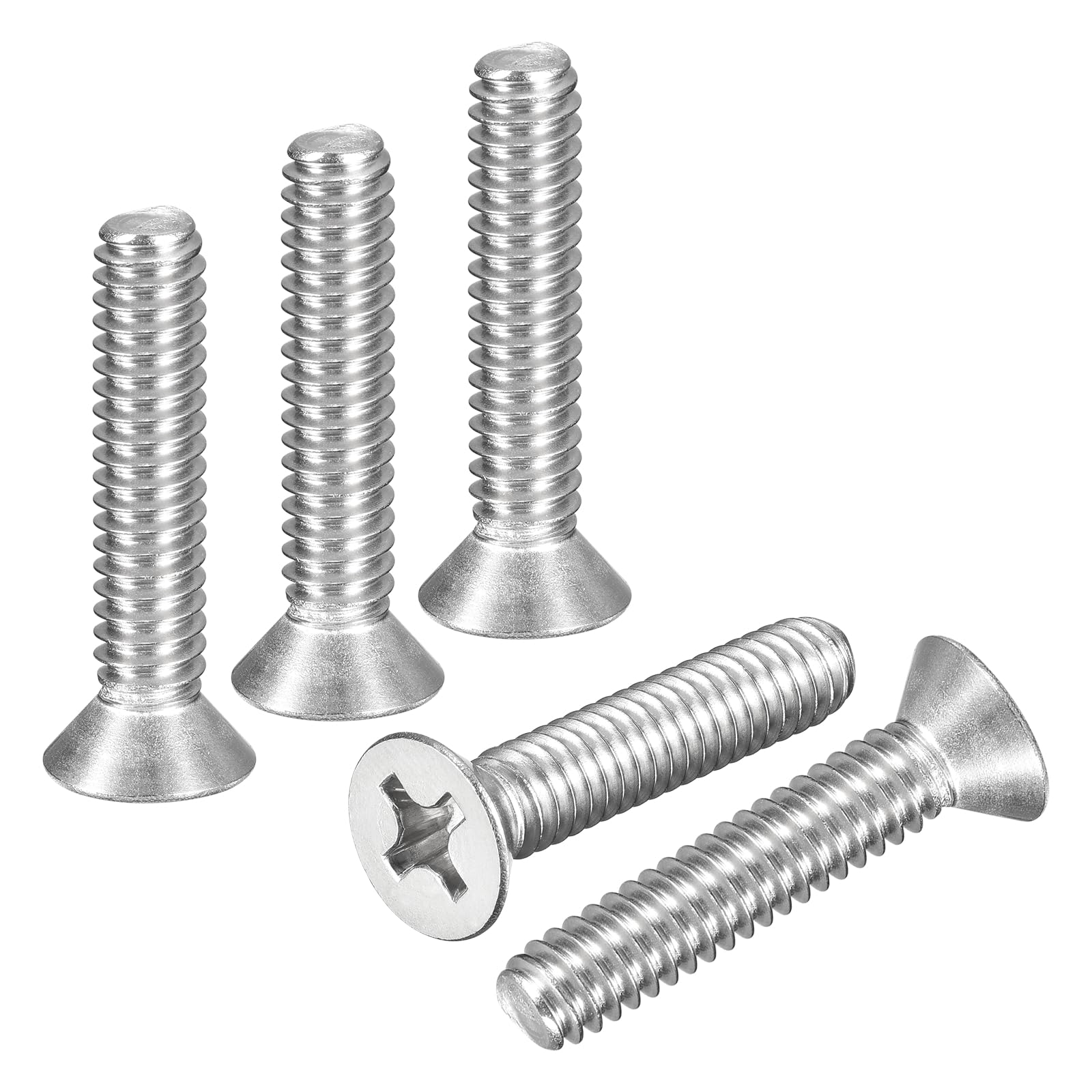 DTGN 1/4"-20x1-3/8" Phillips Countersunk Head Bolt - 20pcs - Good for Outdoor Machinery Fastening Repairing - 304 Stainless Steel Flat Head Machine Screw Bolt - Silver Color