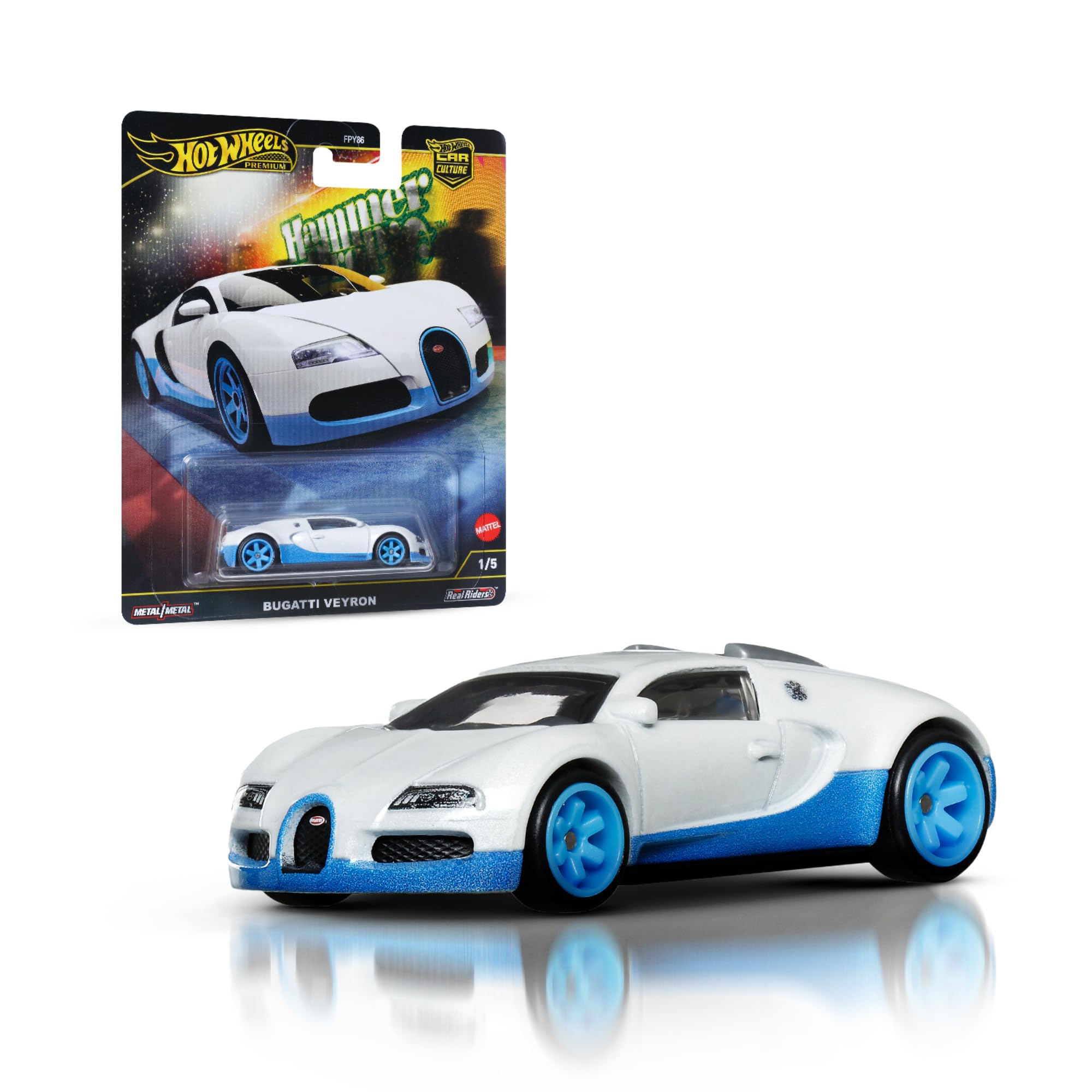 Hot Wheels Premium Bugatti Veyron, Car Culture Circuit Legends Vehículos para niños y niñas a partir de 3años y fans y coleccionistas adultos, colección de vehículos Car Culture a escala 1:64, HRW06