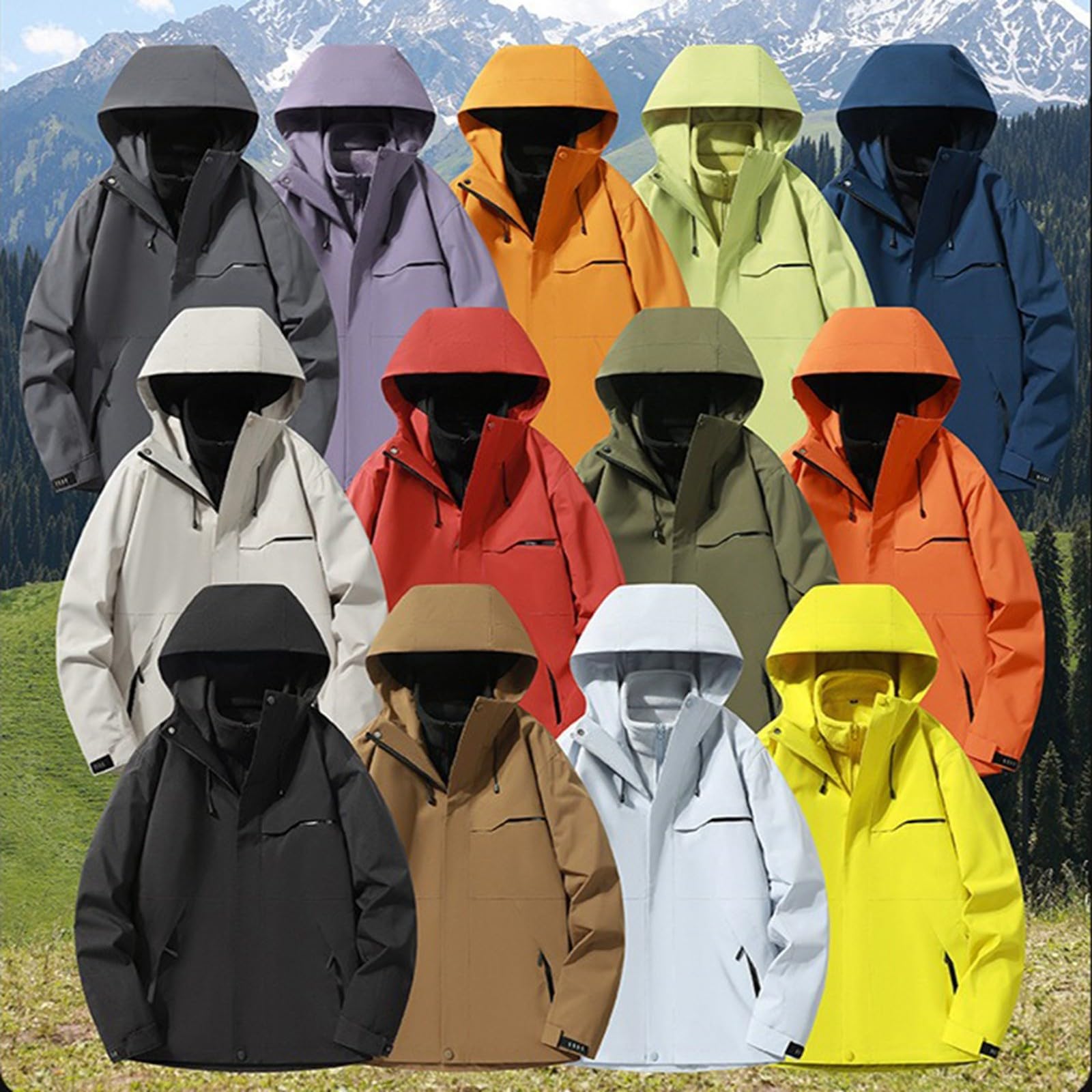 Giacca impermeabile da uomo, impermeabile, tinta unita, giacca a vento per bicicletta, per attività all'aria aperta, con cappuccio rimovibile, imbottita, antivento, giacca softshell