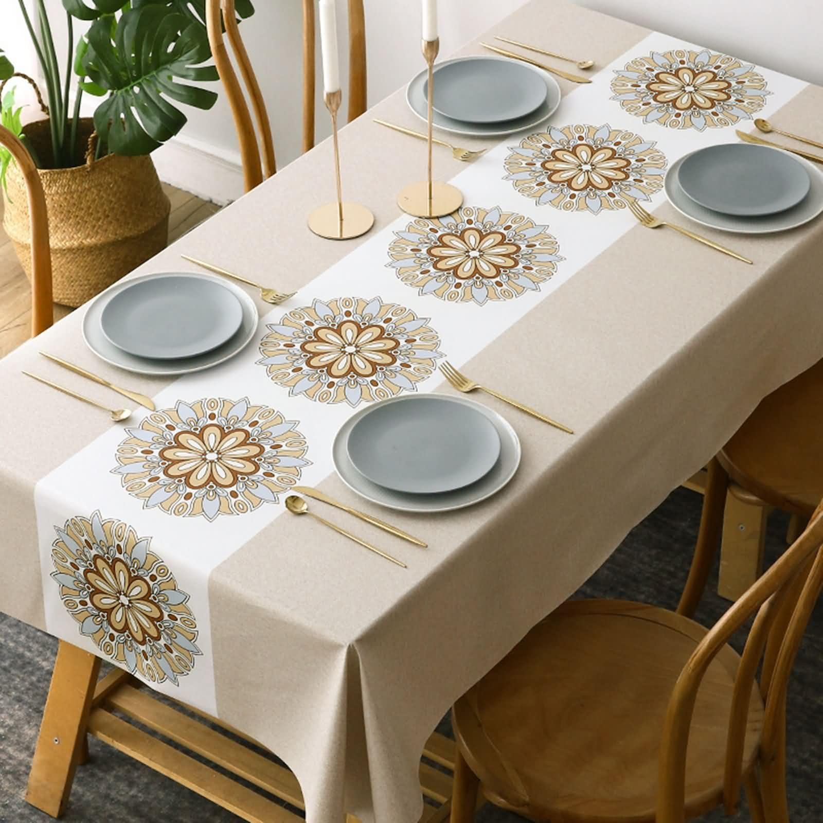 Nappe Toile Cirée Impermeable PVC fleurs pour table de salle à manger 140x200