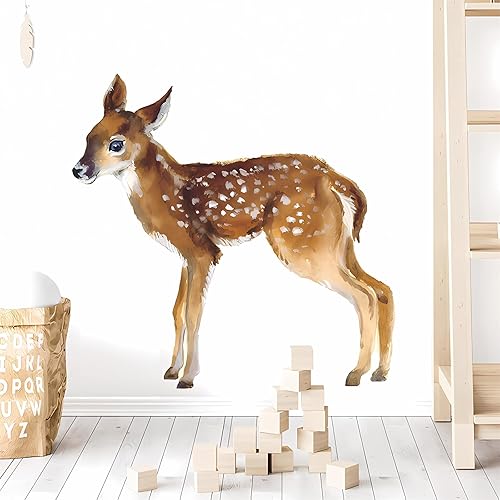 Miniatura 2 de Calcomanías de pared de ciervos y ciruelos, calcomanías de pared de animales de sacinora removibles para niños, guardería, sala de estar,