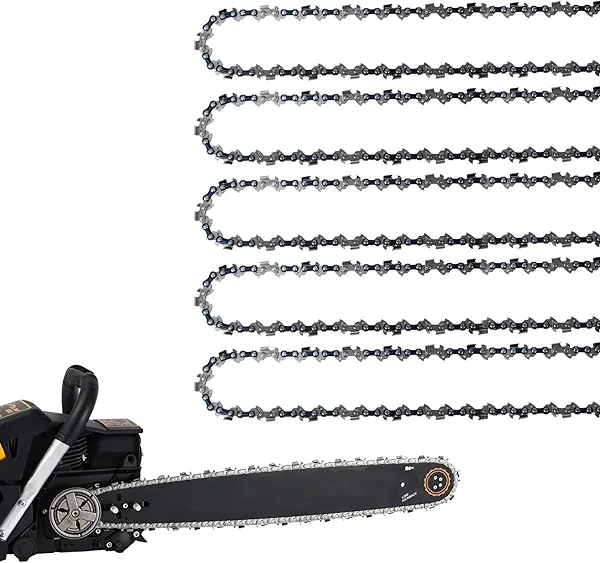 5 Pack 18 Inch Chainsaw Chain 62 Drive Links .050" Gauge, 3/8" Pitch Replacement Chains Compatible with Ryobi, Kobalt, Echo, Poulan, Craftsman and more