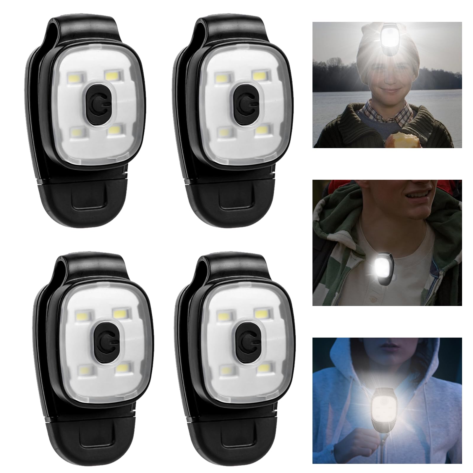 2 Lampes LED à Clip Rechargeables USB-C - 7 Modes Lumineux, étanches - Pour Jogging, Camping, Sécurité Nocturne
