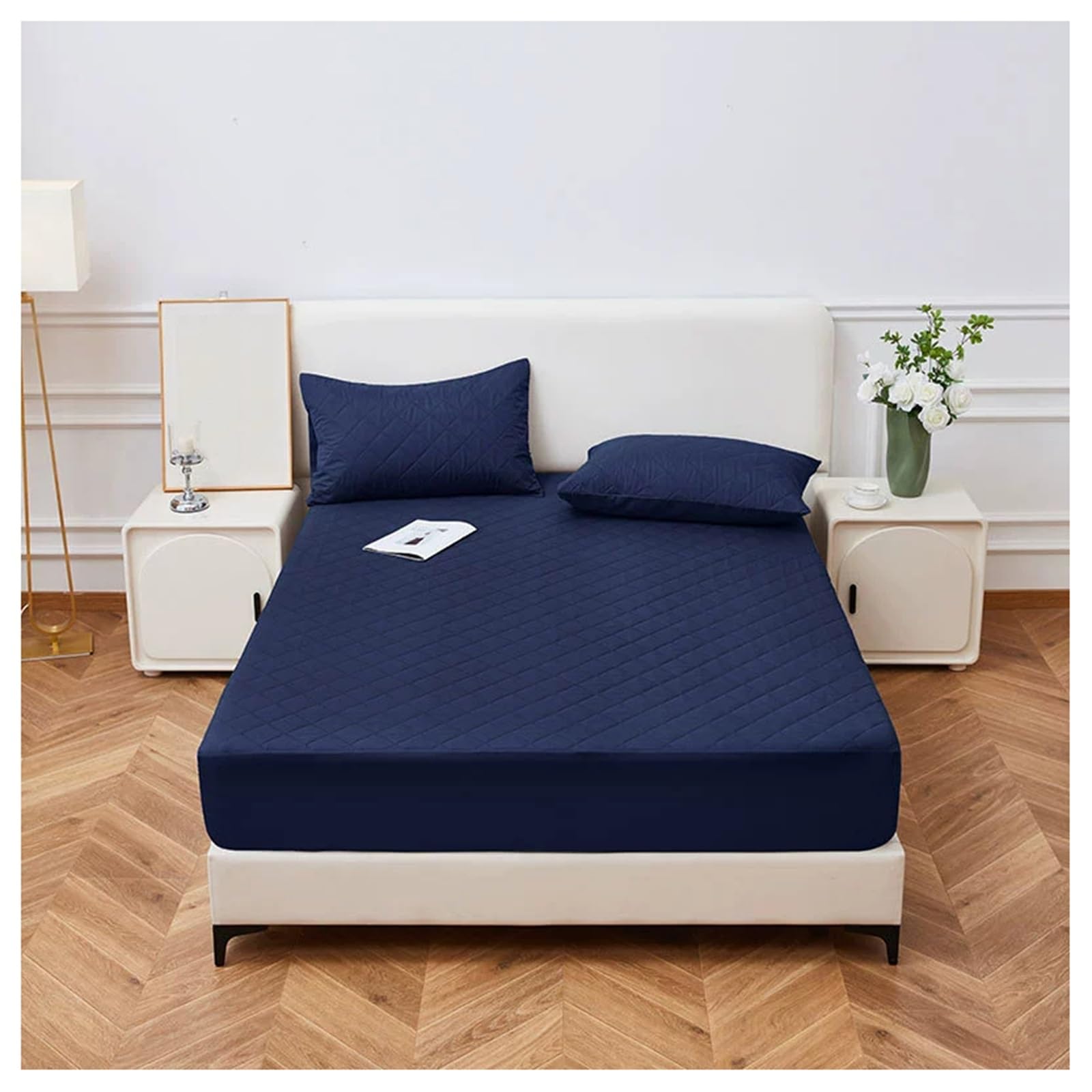 Coprimaterasso Impermeabile di Alta qualità, Singolo, Matrimoniale, Queen Size, King Size, Traspirante, con Angoli Elasticizzati, con Tasche Profonde, Lavabile in Lavatrice (Blu Royal, 200x2