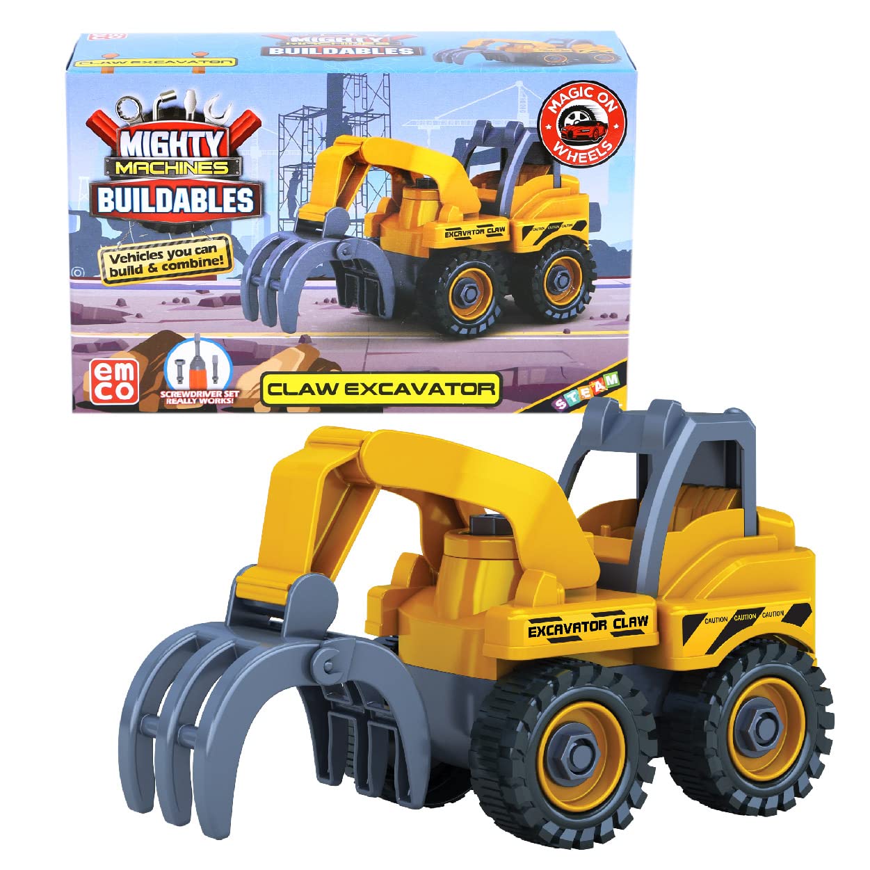 Mighty Machines Buildables -Claw Excavator|Build & Combine Vehicle|Easy to Build Pullback &Friction Vehicle|Develop Motor&Cognitive Skills for Kids 3+|Role Play Toy|Birthday & Return Gift,Multicolor (B09V5CHKXR) Amazon Price History, Amazon Price Tracker