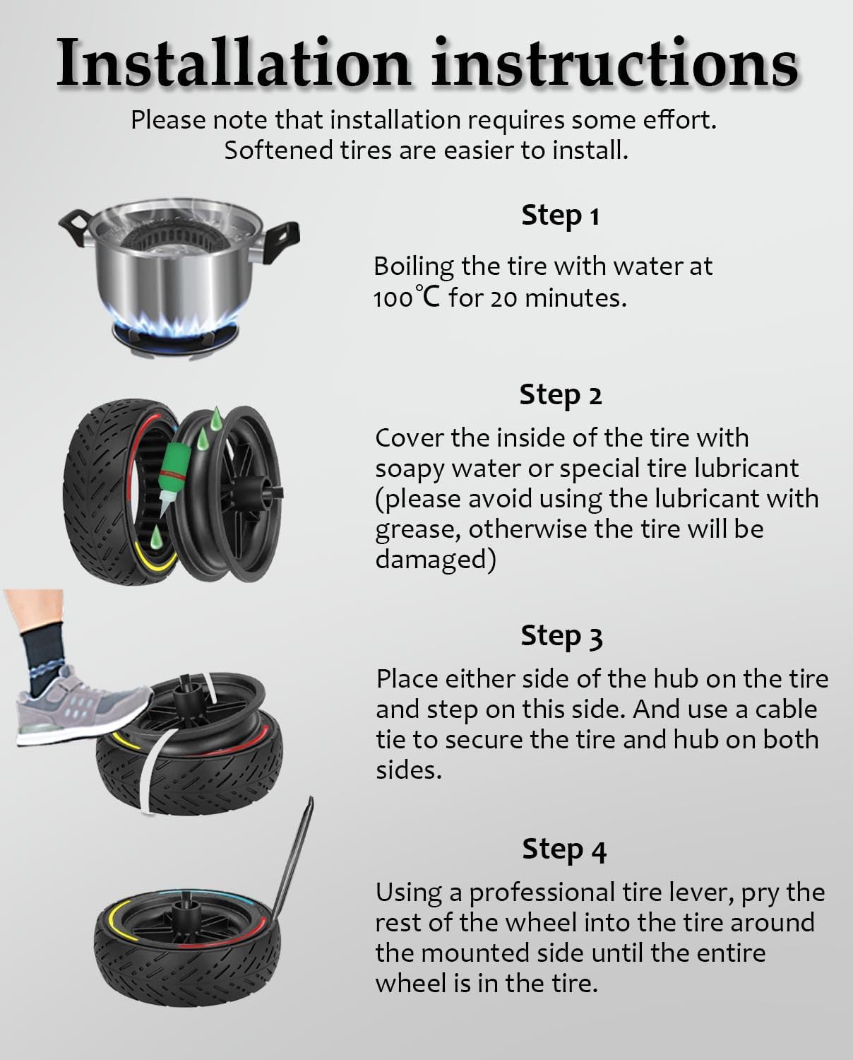 8.5x2.5 Inch Solid Scooter Tire Replacement for Dualtron Mini & Speedway Leger/Pro Electric Scooter Front/Rear Wheel, 8.5 x3 8 1/2 x2.5 Highway solid tire, Anti-slip & Explosion-proof