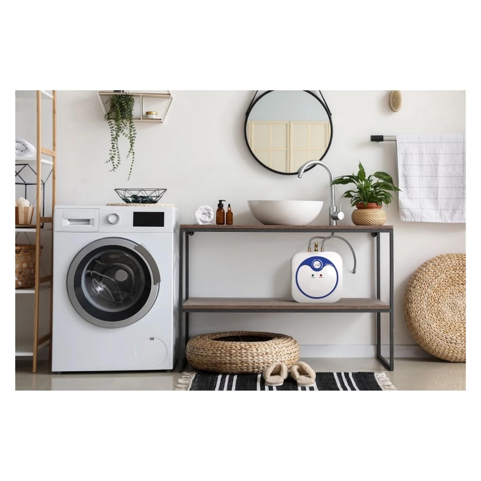 Termo Electrico, Mini Calentador De Agua Eléctrico 2.5, De Diseño Compacto Y Liviano, Se Puede Montar En La Pared O Colocar De Forma Independiente,Para cocina, baño, lavado.