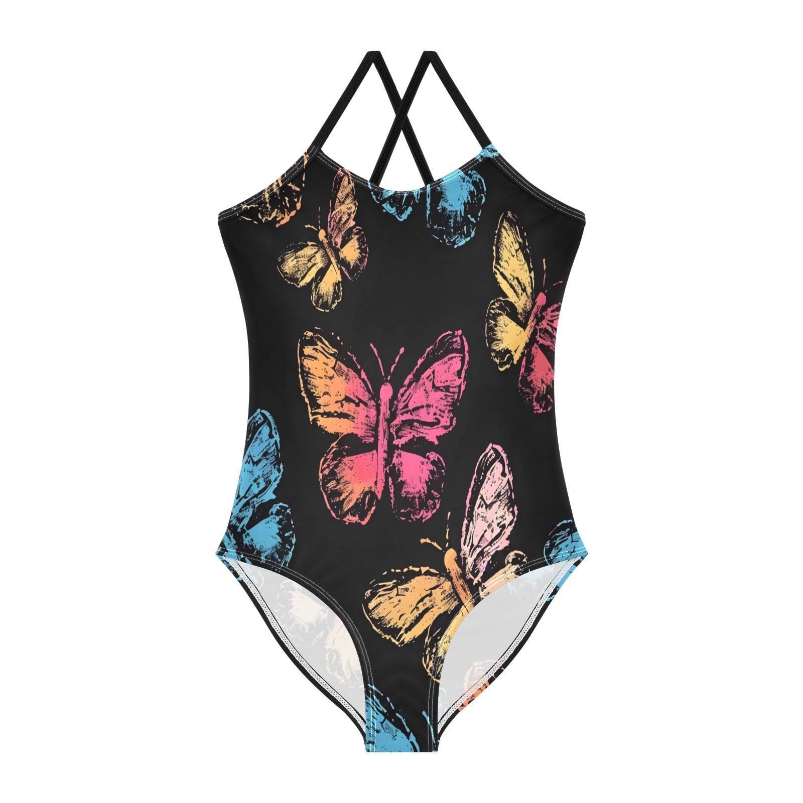 Seamless Butterfly Girls One-Piece Swimsuit Quick Dry Beach Swim Bathing Suit