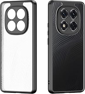 جراب حماية خلفي صلب مقاوم للصدمات مصنوع من البولي كربونات بإطار من البولي يوريثين المقاوم للحرارة الناعم مضاد للاصفرار ومضاد للخدش متوافق مع موبايل ريدمي نوت 14 برو شبكة الجيل الرابع 4G، أسود