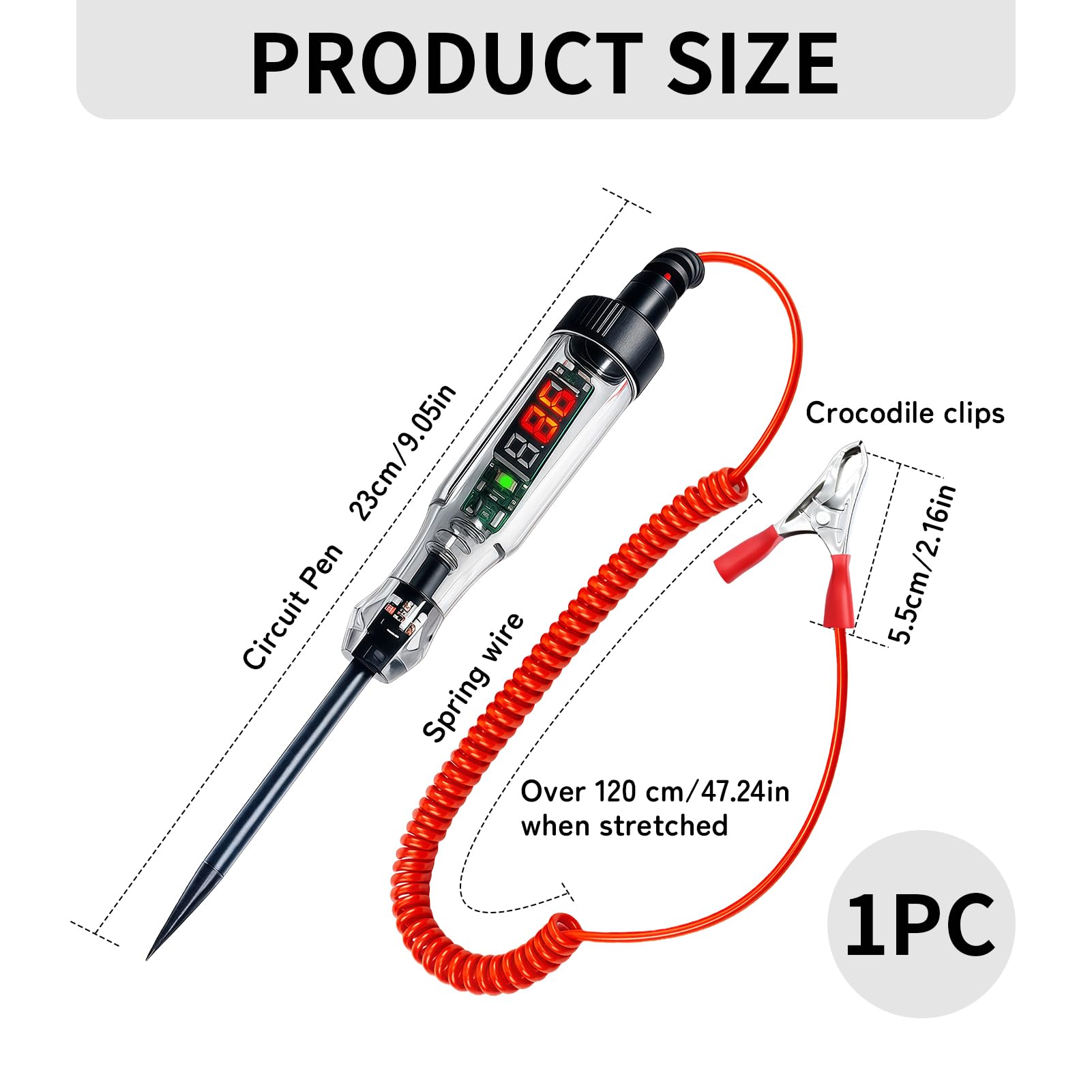 Probador de Circuito Automotriz Digital 3-120V DC Comprobador de Fusibles con Pantalla LED