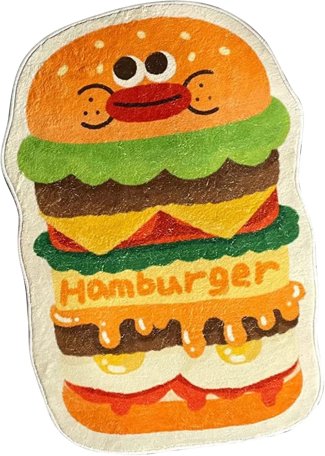 Kids Rugs Bath Mats, Cute Hamburger Shape Absorbent Mat Cartoon Pattern Slip Comfortable Wrapped Edges Area Pad for Bedroom Bathroom 15.74x23.62in (50 * 80cm)