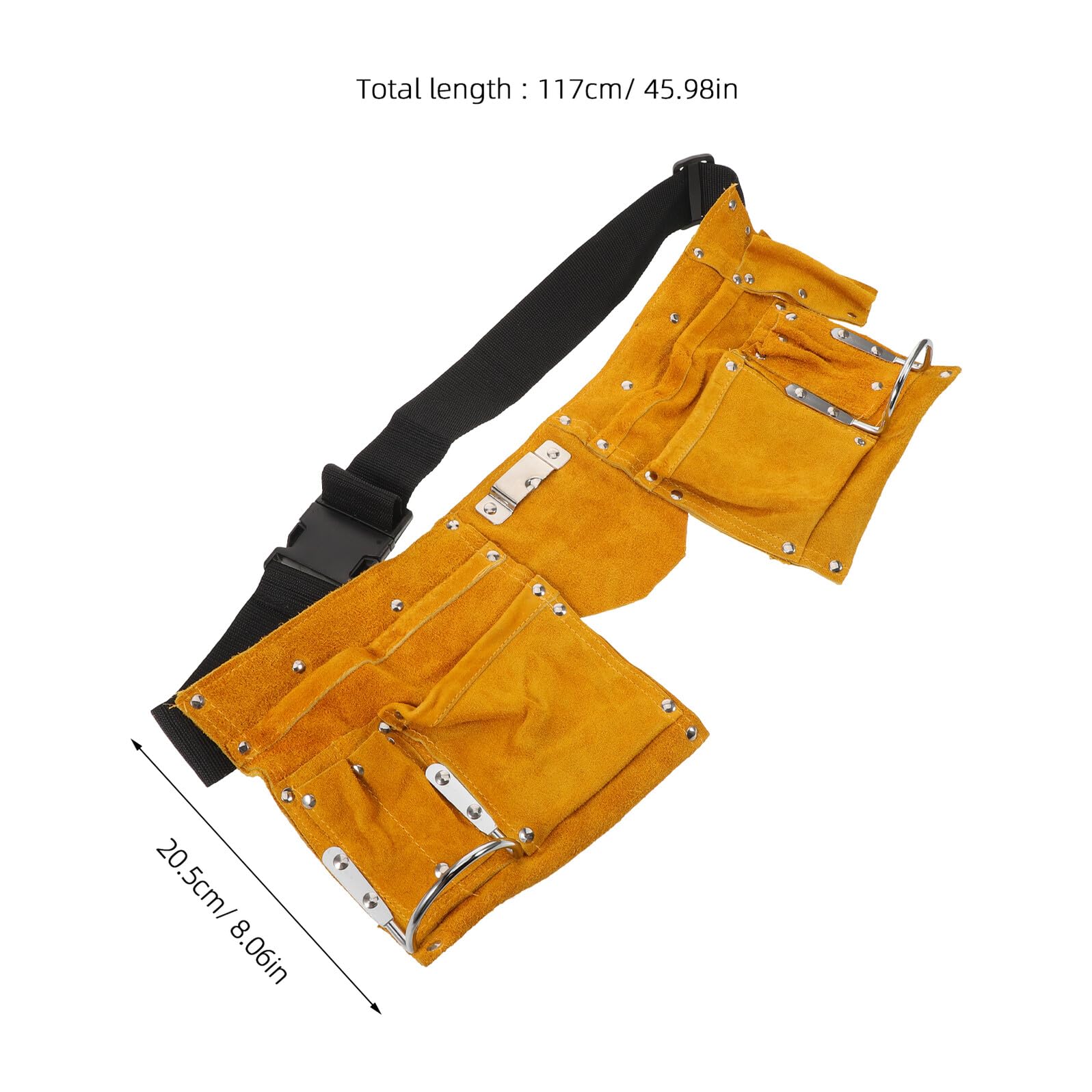 Toddmomy Ceinture Porte-Outils en Cuir Véritable pour Électricien Sacoche de Taille à Double Compartiment Rangement Sécurisé avec Boucles Renforcées Organiseur D’Outils Pratique pour