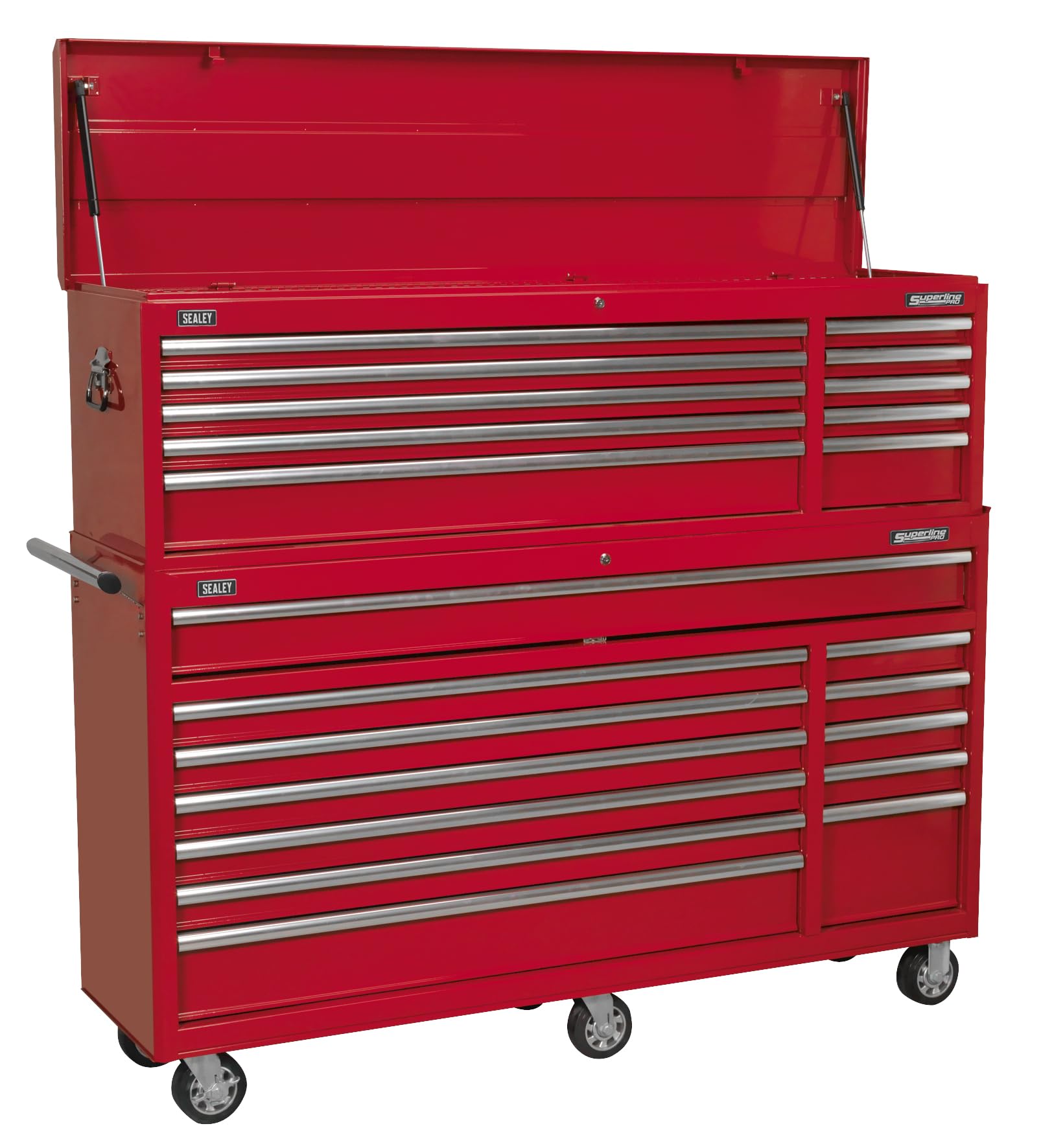 Sealey Red 23 Drawer Wide Tool Roller Cabinet And Top Chest Combo