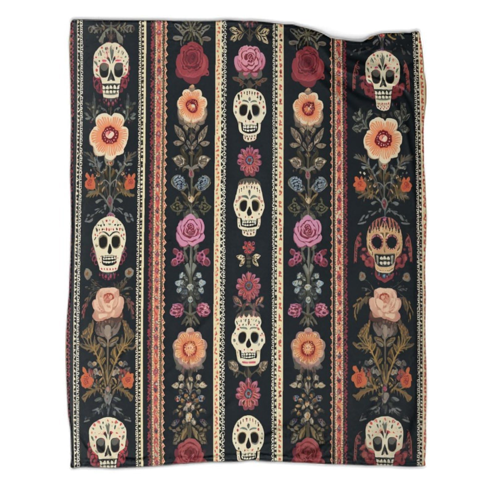 kaiyun Vertical Striped Repeating Pattern, Skull Outdoor Camping Printed Soft Breathable Warm Blanket Four Seasons Bedroom Bedspread 50x60inch(127x152cm)