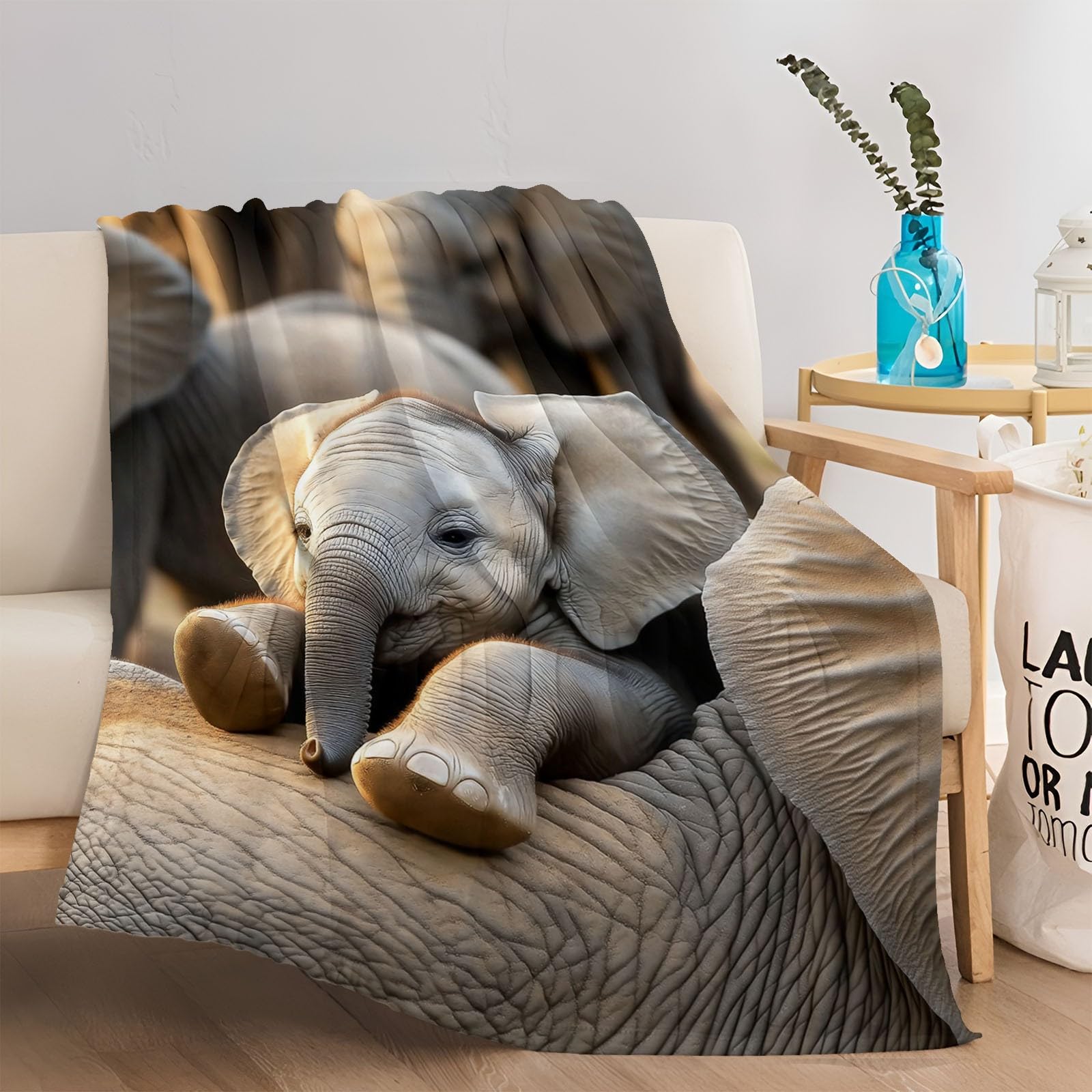 Kuscheldecke Tier Verspielter Elefant Bunt 180 x 200 cm, Flauschig Weich Warm Drucken Personalisierte Decke,Kuscheldecke für Tagesdecke Decke Sofa Bett und Picknickdecke