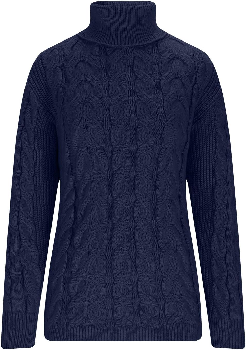 Women's Turtleneck Knit Sweater - Fashionable Pullover Tops, Cozy Long-Sleeve Outfits for Warm Winter Outwear