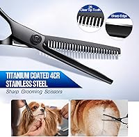 Vista 2 de Gimars Kit de tijeras de aseo para perros 4CR profesional con punta redonda de seguridad, 5 en 1 con revestimiento de titanio resistente, tijeras