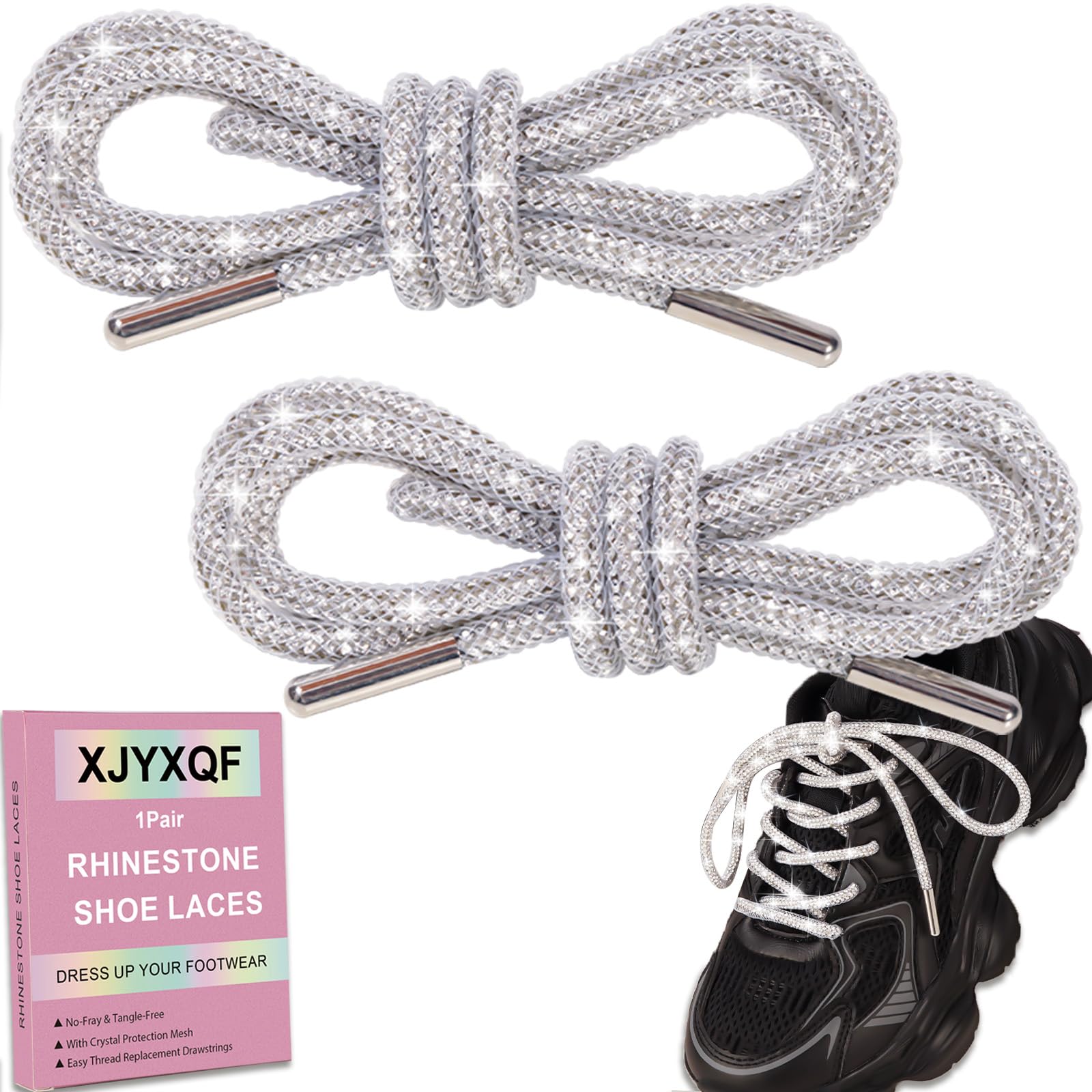 47'' Rhinestone Shoe laces - Bling round Glitter Shoe Laces
