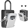 Portable Key Lock Box, Upgrade Clearly Visible Numbers, Lock Box Wall Mounted for House Key, 5 Key Capacity, Weatherproof Resettable Code (1 Pack, Black)