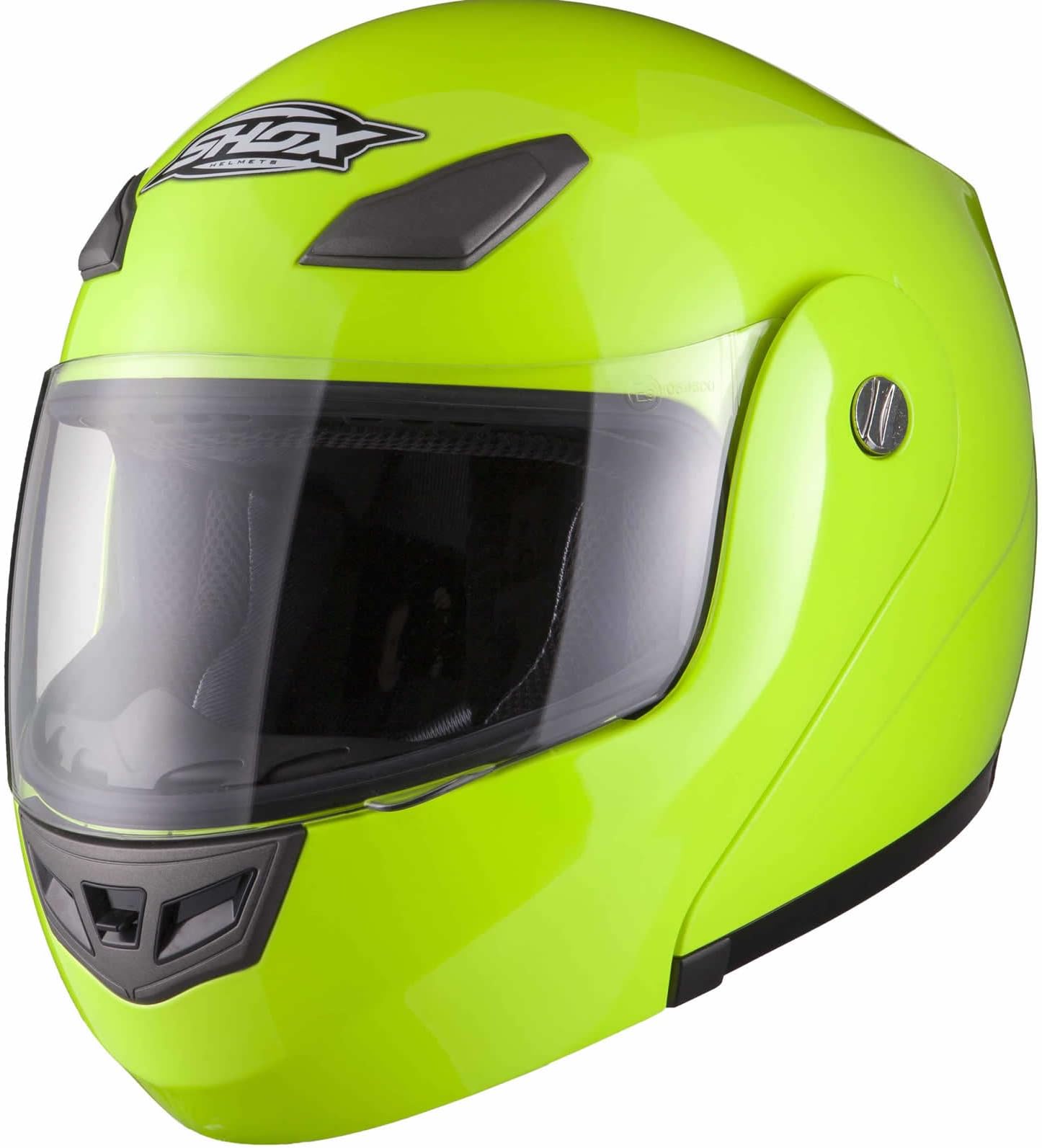 Shox Bullet Flip Front Motorcycle Helmet XS Hi-Vis Yellow