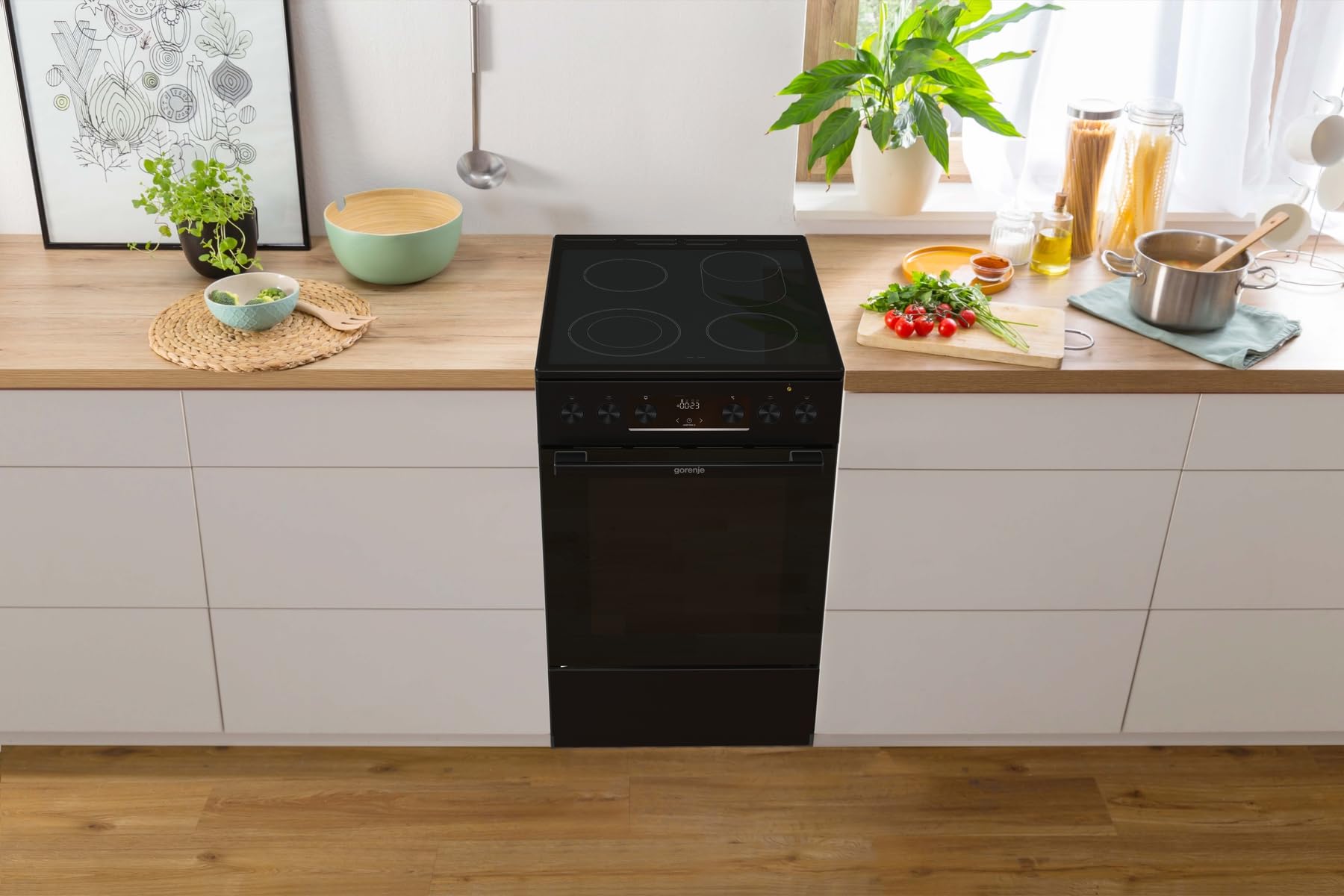 Gorenje GECS5C70BPA Elektro-Standherd 50cm 70 Liter Glaskeramik-Kochfeld schwarz