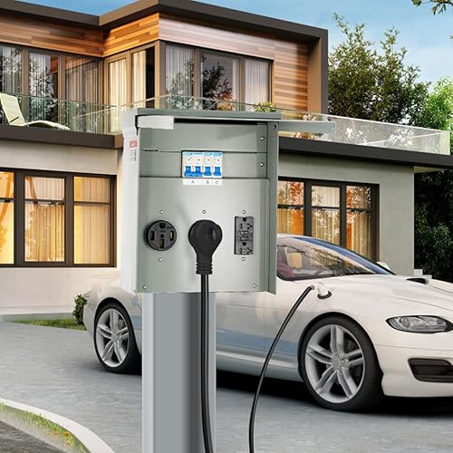 Miniatura 8 de VEVOR Caja de toma de corriente eléctrica para exteriores, receptáculo WRTR GFCI de 20 amperios, caja 3R resistente a la lluvia, caja de interruptor