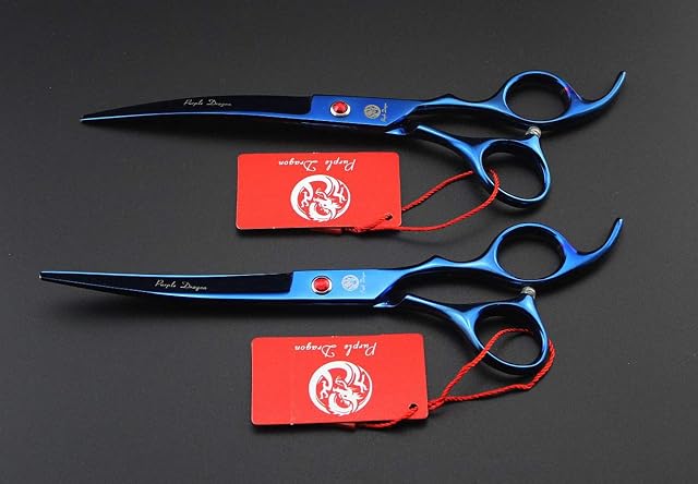 Foto 5 de 8 de Purple Dragon Kit Tijeras Pelaje Perro 7", 4 Piezas Azul con Estuche
