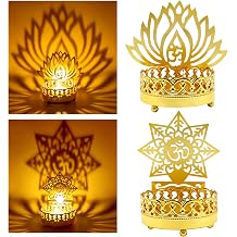 Metal OM Diwali Shadow Diyas &ndash; Tea Light Candle Holder Deya Birthday Wedding Housewarming Gift for Indian Murti Puja Item Home Office Temple Mandir Pooja Altar Decor