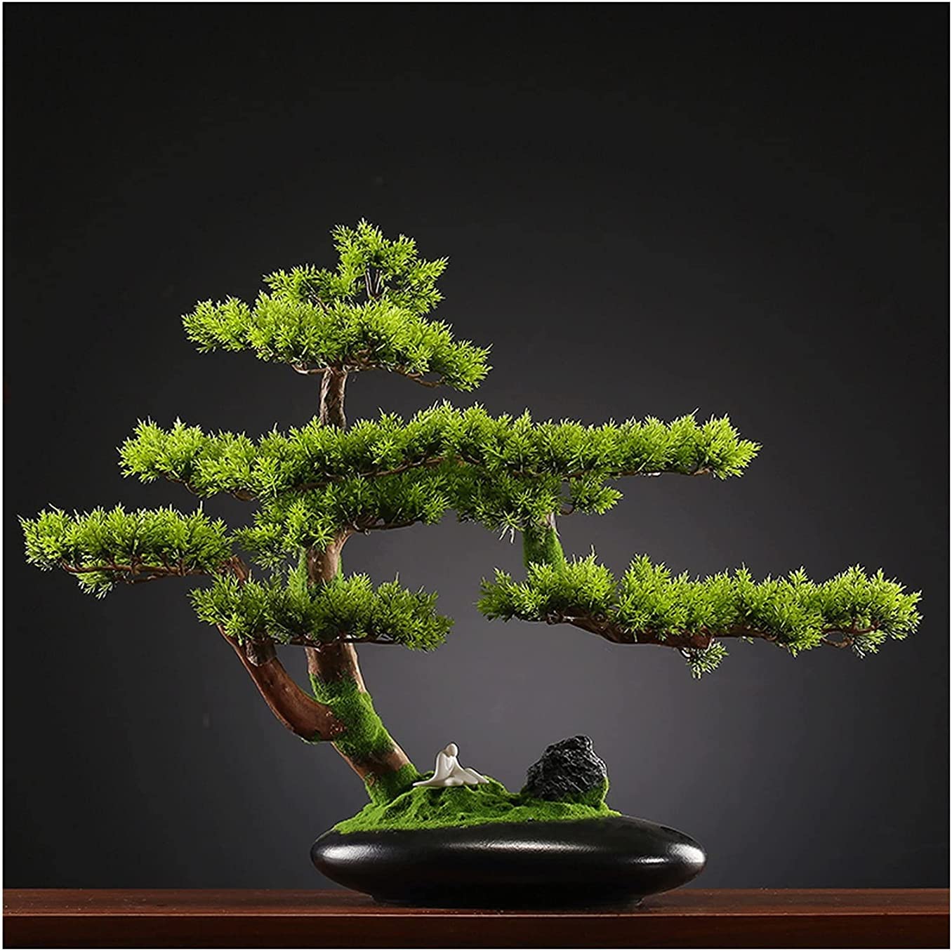 CAFIEDR Artificial Bonsai Tree 16-Inch Artificial Yingbin Pine Used For Micro-Landscape Decoration At The Entrance And Fake Plant Decoration.