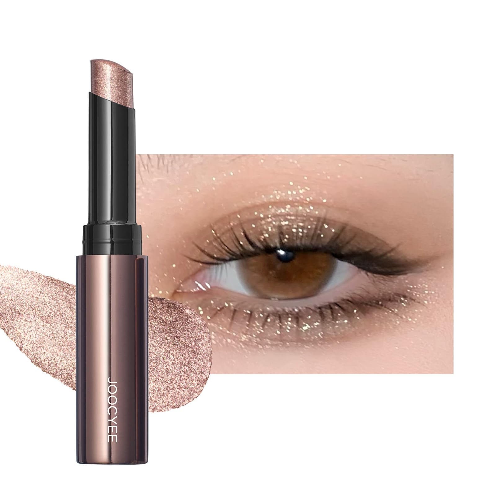 Joocyee Jelly Eyeshadow Stick, Cool-Touch Cream Eyeshadow Pencil with High-Impact Shimmer, Transfer-Resistant and Buildable Glitter Eye Makeup, Long Lasting Dewy Finish - Amber Glow MT10 Amber Glow