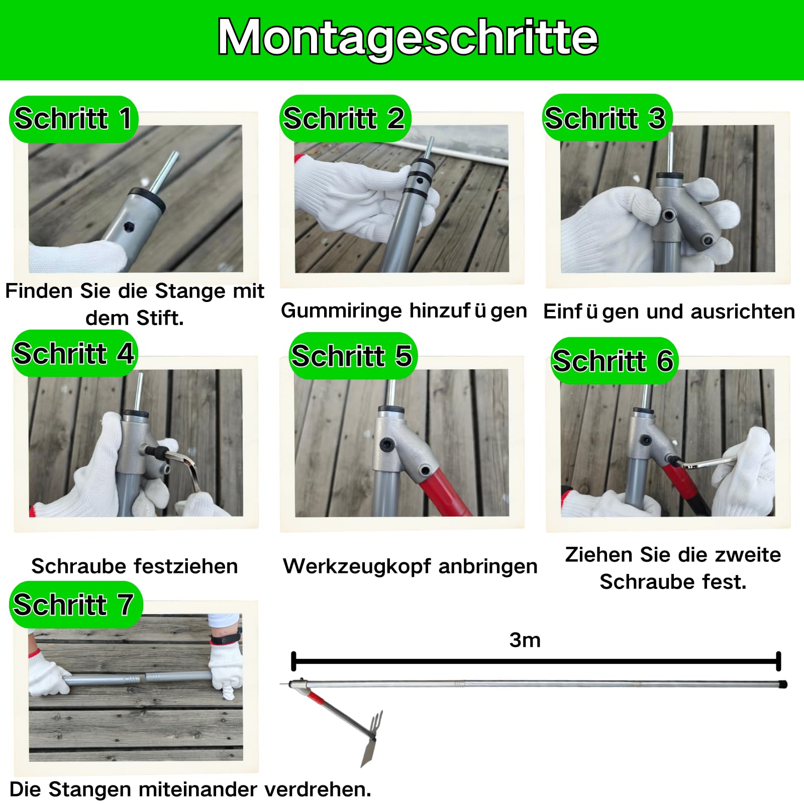 BeGrit Dachrinnenreiniger Dachrinnen Reiniger 3m Ausziehbar Teleskopstiel mit Dachrinnenschaufel entfernt Schmutz & Laub keine Leiter benötigt für Gartengräben Haus und Außenreinigung