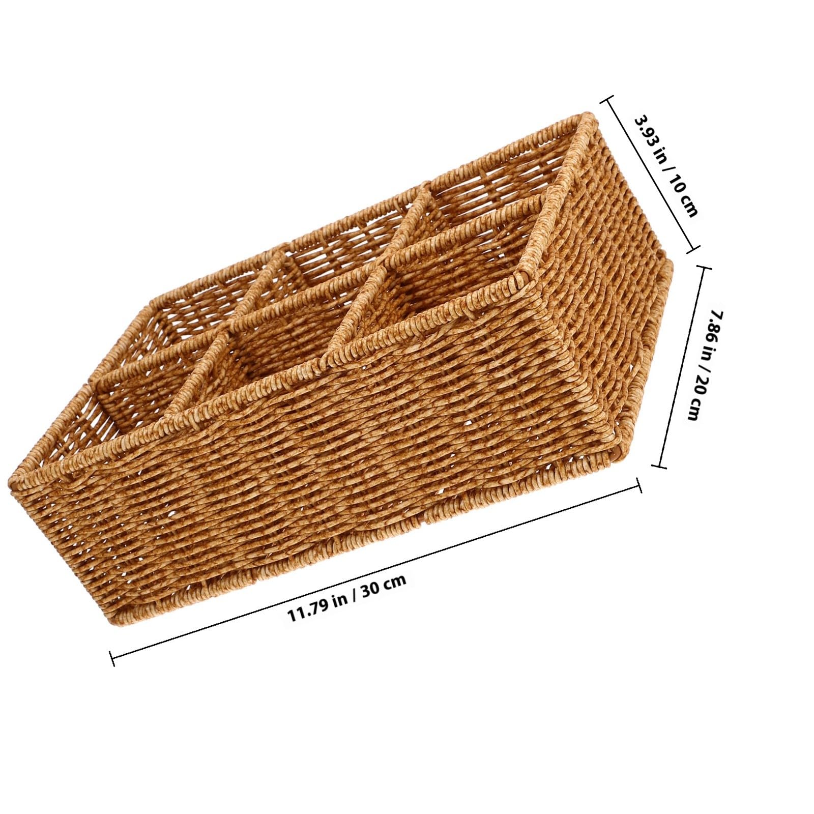 MAGICLULU Organizador de Cajón para Cubiertos Pequeño de Ratán Plástico Color Caqui, Cesta de Almacenamiento Multifuncional y Fácil de Limpiar para Cocina y Picnic