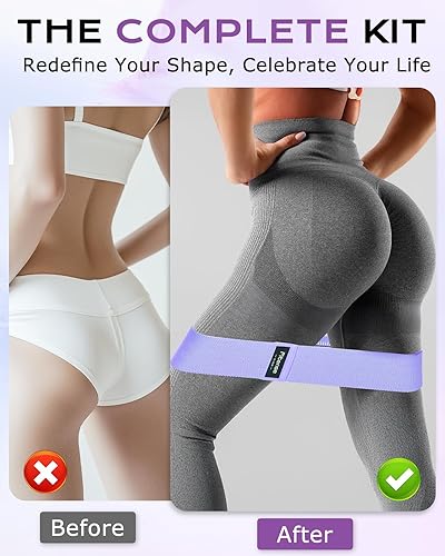 Miniatura 7 de Bandas de resistencia de tela para entrenar  Bandas de glúteos para mujeres y hombres con guía de bandas de entrenamiento, bandas de resistencia