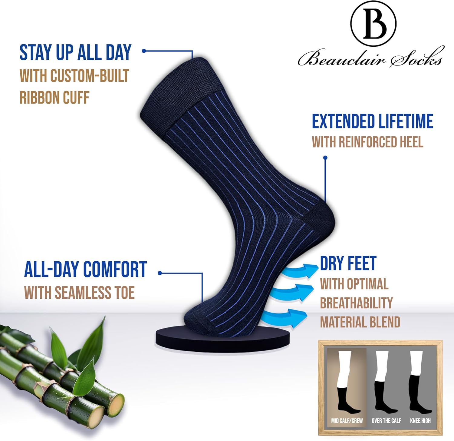 Easytwelve Men’s Dress Socks Size 8–13, 2 Pairs Mid-Calf Crew Socks for Business & Casual Wear, Gift Box - Image 4