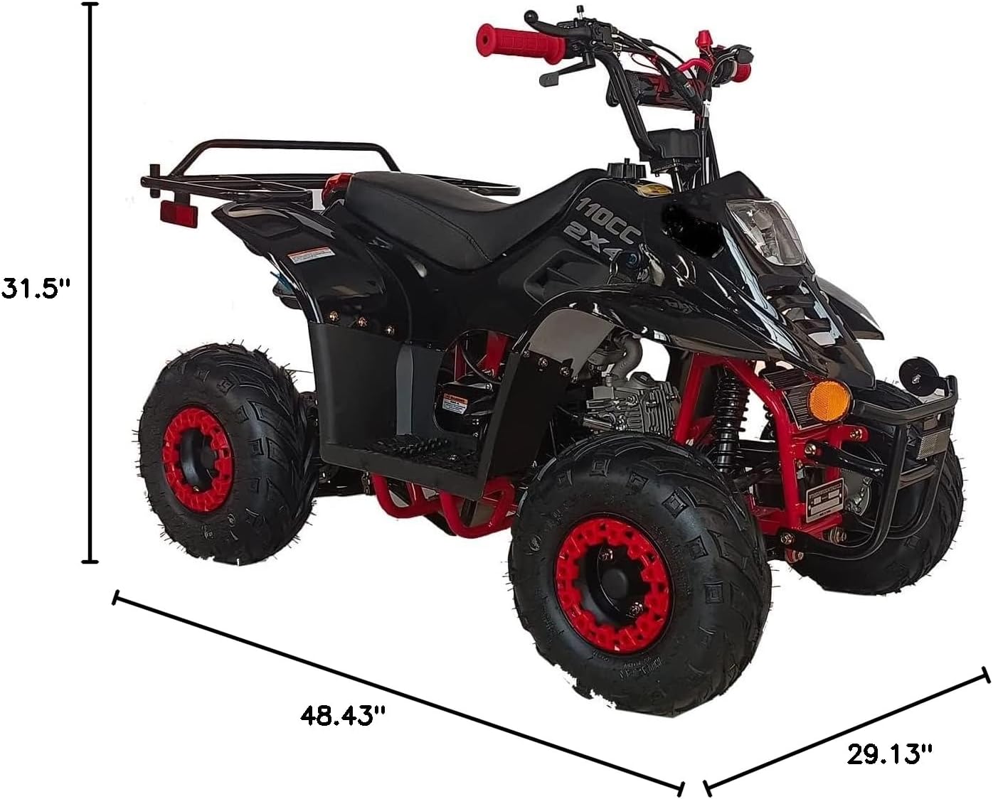 Upgraded 110cc Kids ATV Fully Automatic Gas Four Wheeler Quads with 6 inch Tires (Black Spider)