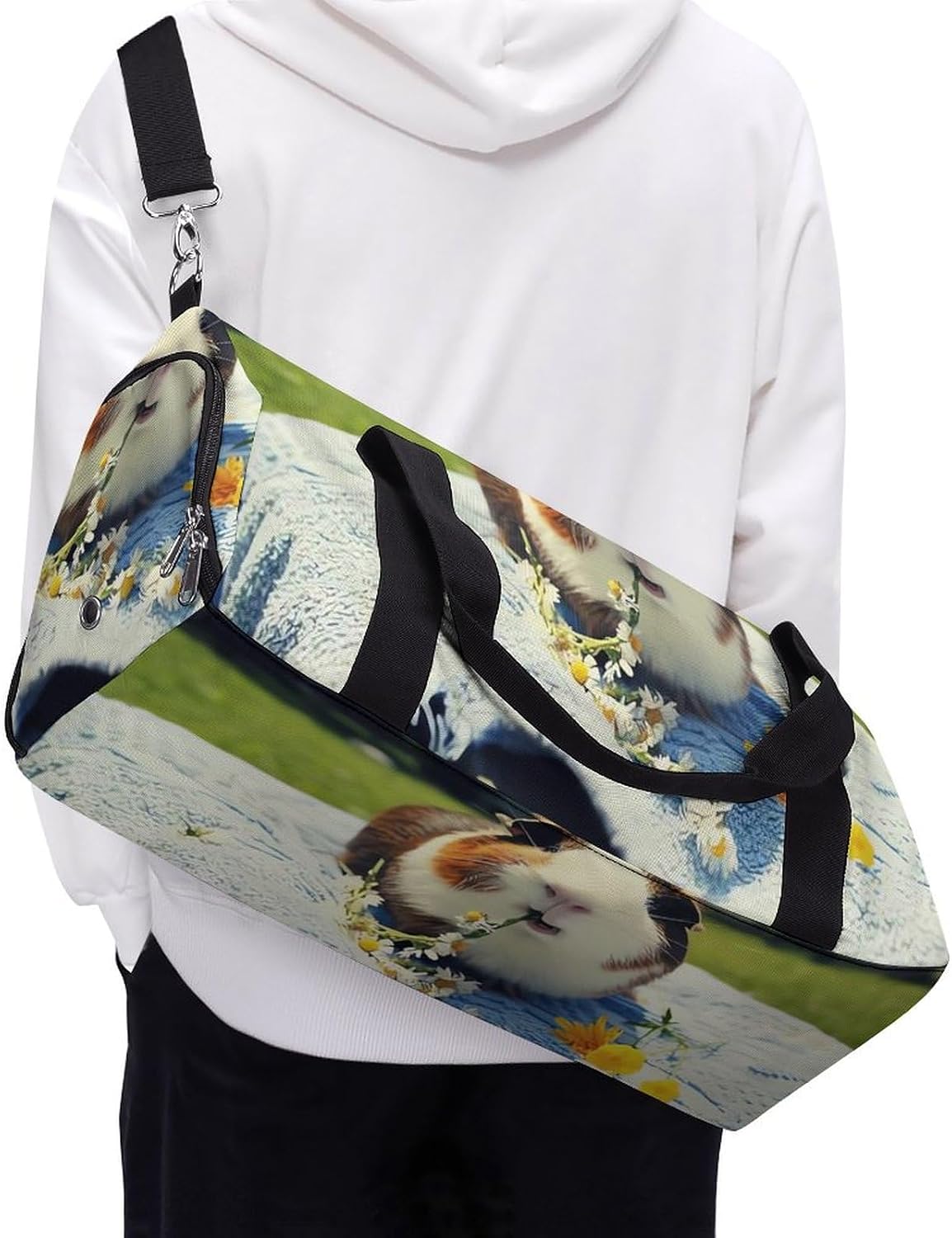 Gym Bag Duffle Bag Smiling Printed Yoga Bag Printed Backpack Duffel Bag Small Gym Bag for Travel Sports
