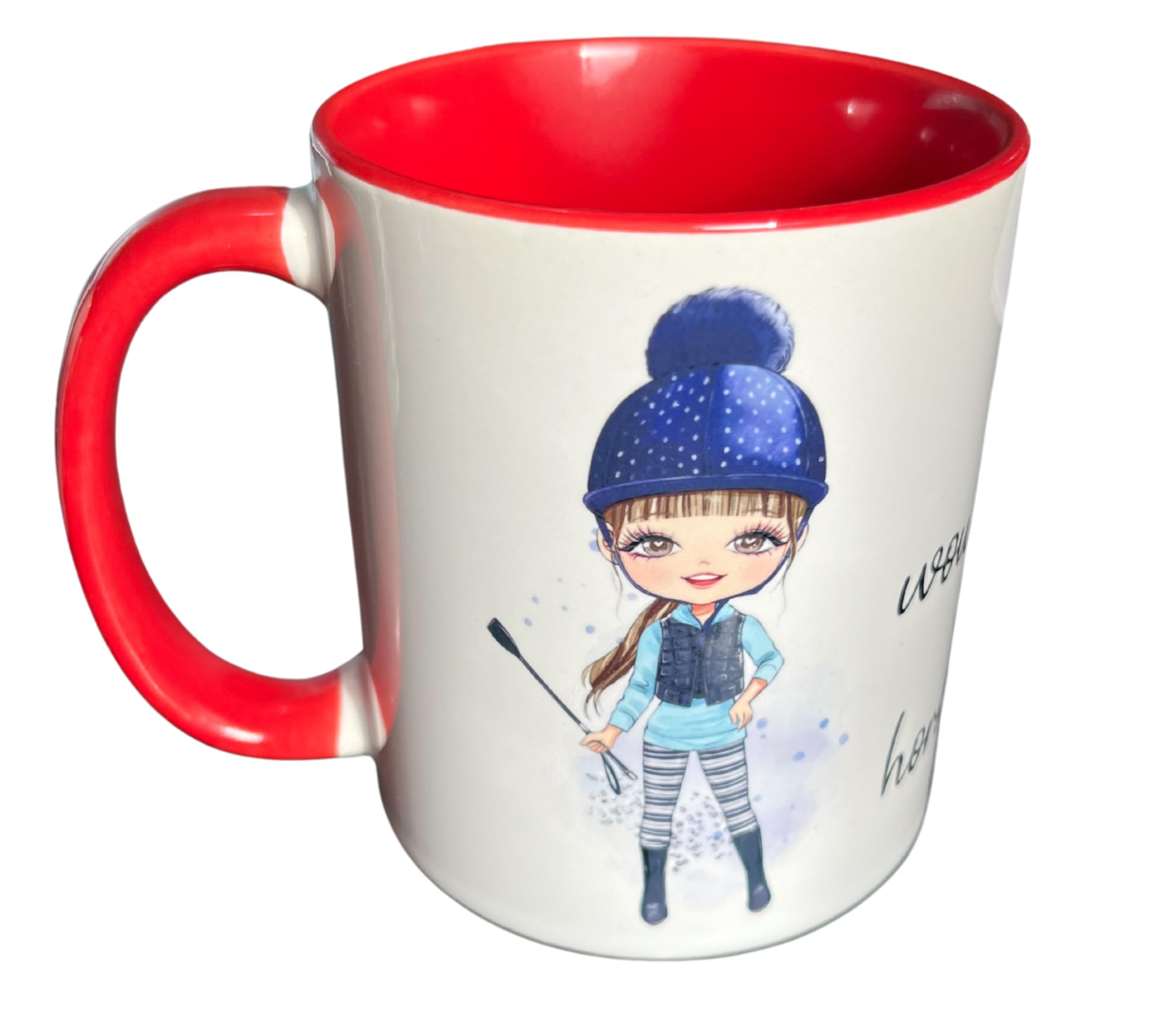 Personalised "would rather be horse riding mug" & coaster set gift for all horse or pony lovers (Mug Only, Red)