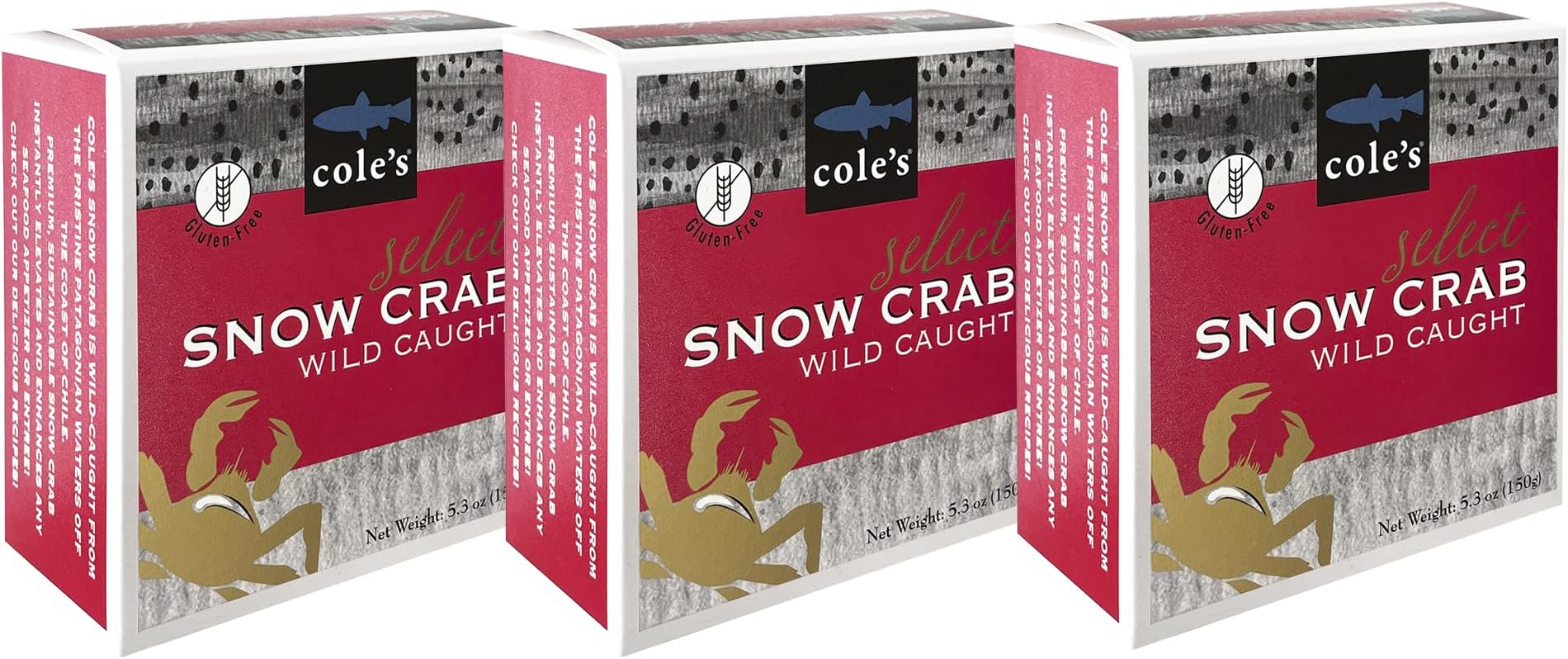 Cole’s Patagonian Wild-Caught Snow Crab Meat | Tender Lump Crab Meat | Good Source of Protein, Keto-Friendly | 5.3 oz Can, 3 pack