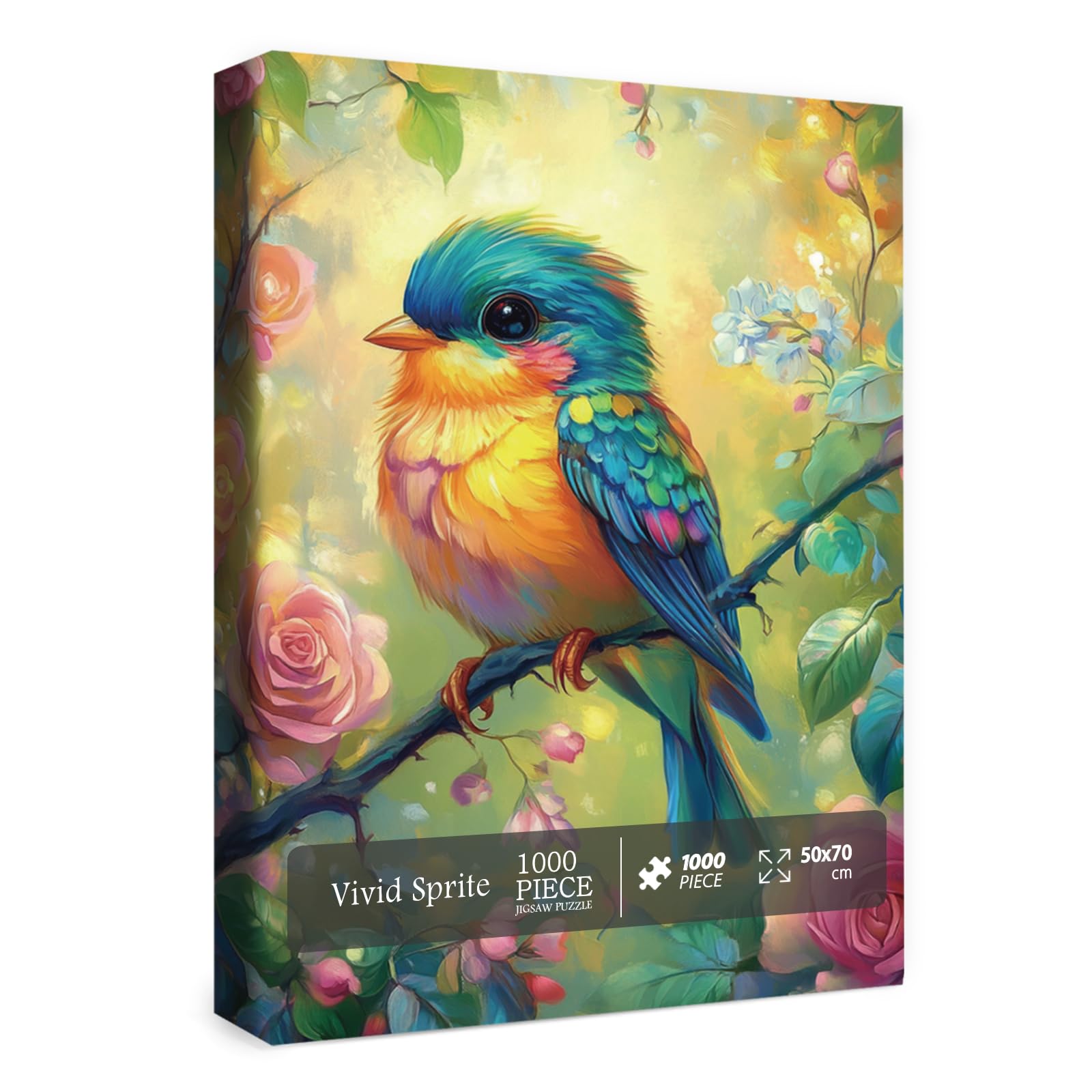 Bird Flower Puzzle for Adults 1000 Pieces, Cute Colorful Jigsaw Puzzle, Animal Floral Rose Puzzle