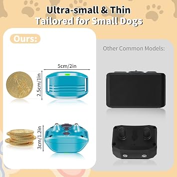 Ultra-Small Dog Shock Collar for 5-30 Pound Small Dogs - 1900Ft Range,Training Collar with Remote Control,3 Training Modes Beep,Vibration,Safe Shock, Waterproof E-Collar (Blue, Small)