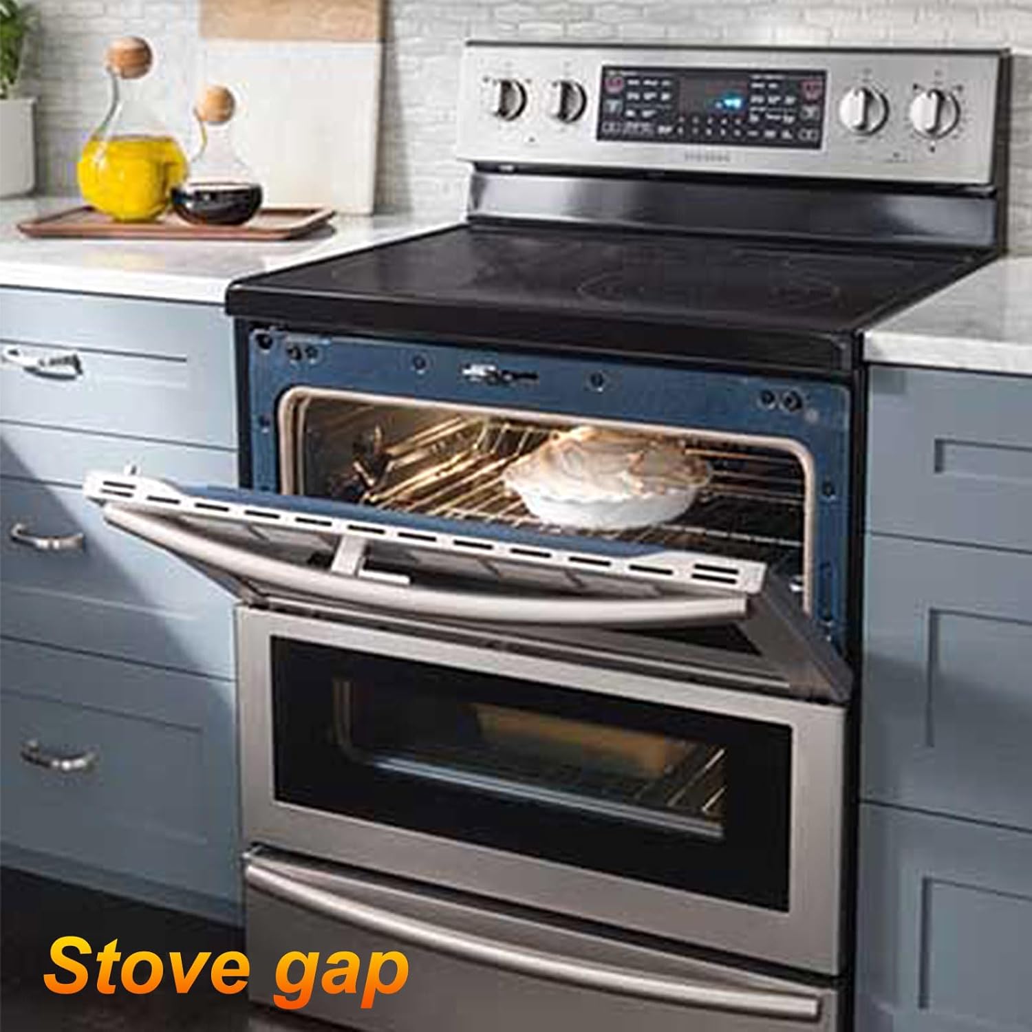 uxcell Stainless Steel Stove Gap Covers (2 Pack), 23 Inch Kitchen Oven Gap Cover, Heat Resistant & Easy to Clean, Gap Filler Between Stove and Counter, Silver