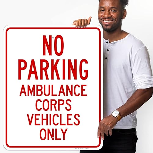 Miniatura 10 de No Parking Ambulance Corps Vehicles Only Sign, 24x30 Inches, 3M EGP Reflective .080 Aluminum, Fade Resistant, Made in USA by Sigo Signs