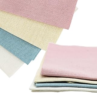4 Stück Näharbeiten, natürlicher Stickstoff, Leinenstoff, Kreuzstichstoff, Stickstoff, Material für die Herstellung von Kl...