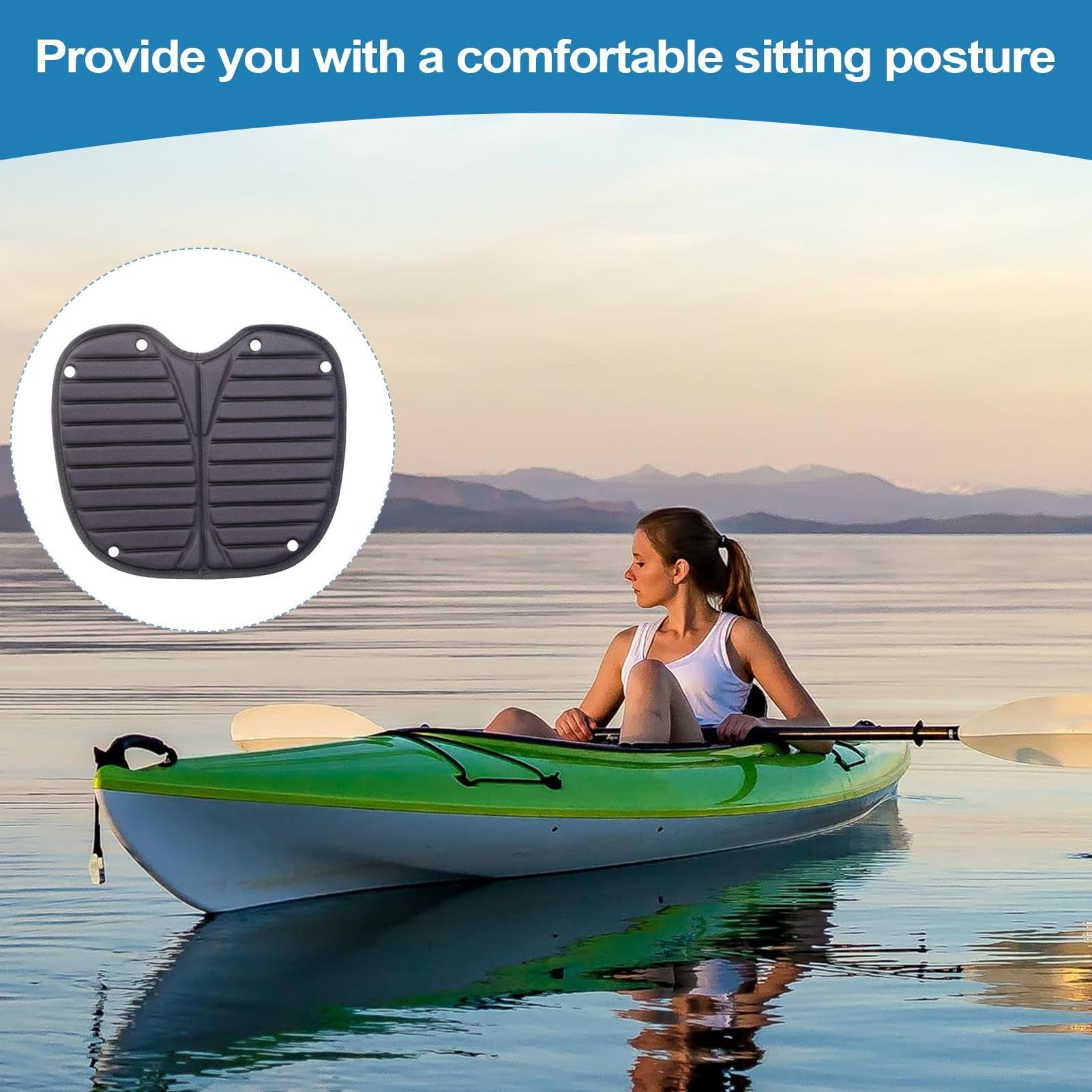 Generico Cuscino per sedili in kayak, cuscinetto di sedile in kayak,Sedile cuscino Eva Anti-Slip Kayak - Strumenti esterni impermeabili, per barche, sostituzione della sedia rimovibile per all'aperto