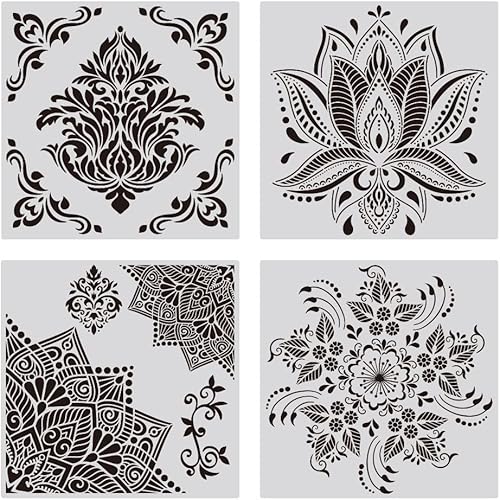 Miniatura 7 de XUAN YANG Plantilla decorativa de árbol de la vida de 12 x 12 pulgadas, plantilla vikinga reutilizable para muebles, manualidades, pintura