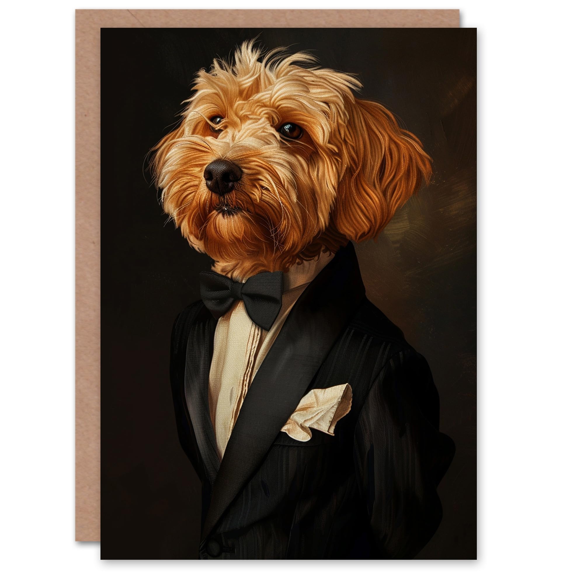 Artery8 Dog Lover Maltese Poodle in Bow Tie Dinner Jacket Blank For Him Or Her Art Birthday Card