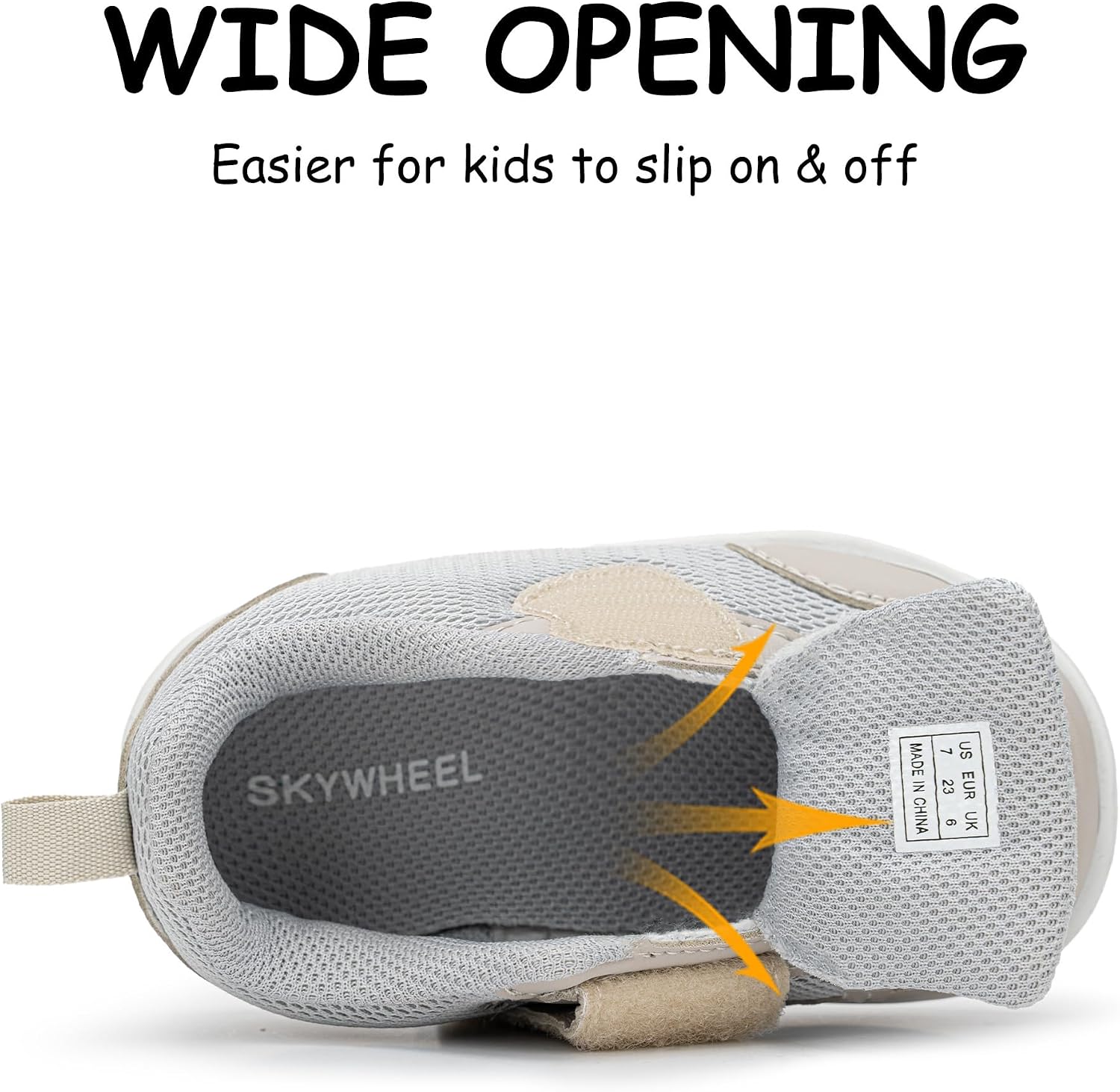 SKYWHEEL Toddler Boys and Girls Casual Shoes with Hook and Loop Breathable Mesh Upper Lightweight Non-Slip Outsole Zero Drop Barefoot Tennis Shoes for Running Walking School Winter Fall Spring